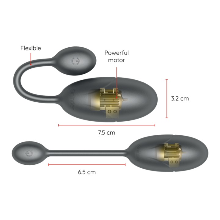 Oninder - Ovo Vibrante Tokyo Preto 7,5 x 3,2 cm Aplicativo Gratuito