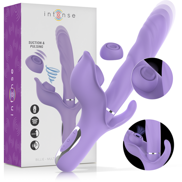 Intense - Billie Multifunctional Rechargeable Suction Vibrator With Purple Push Button