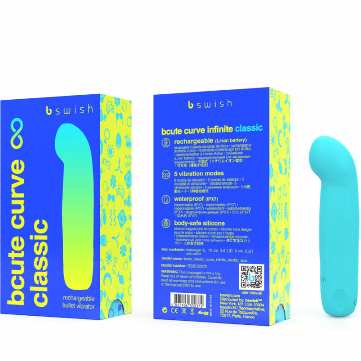B Swish - Bcute Curve Infinite Classic Vibratore Ricaricabile in Silicone Blu