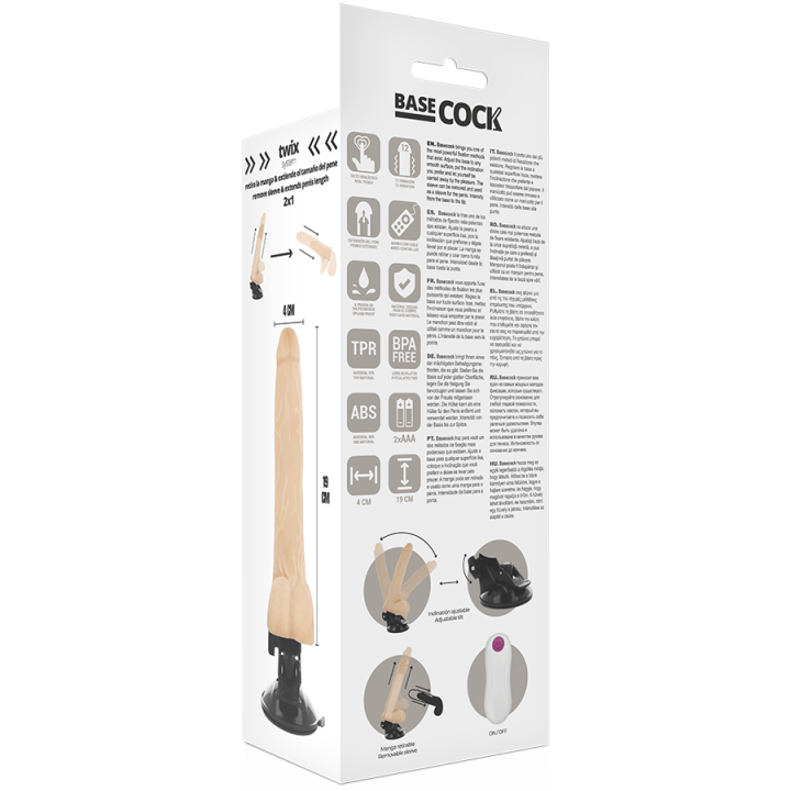 Basecock - Realistic Vibrator Remote Control Flesh 19 cm -o- 4 cm