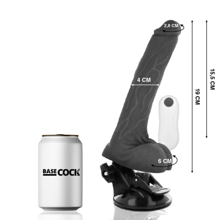 Basecock - Realistic Vibrator Remote Control Black 19 cm -o- 4 cm