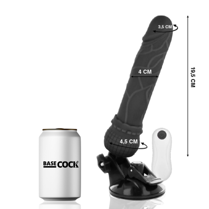 Basecock - Vibrateur Réaliste Télécommande Noir 19.5 cm -o- 4 cm