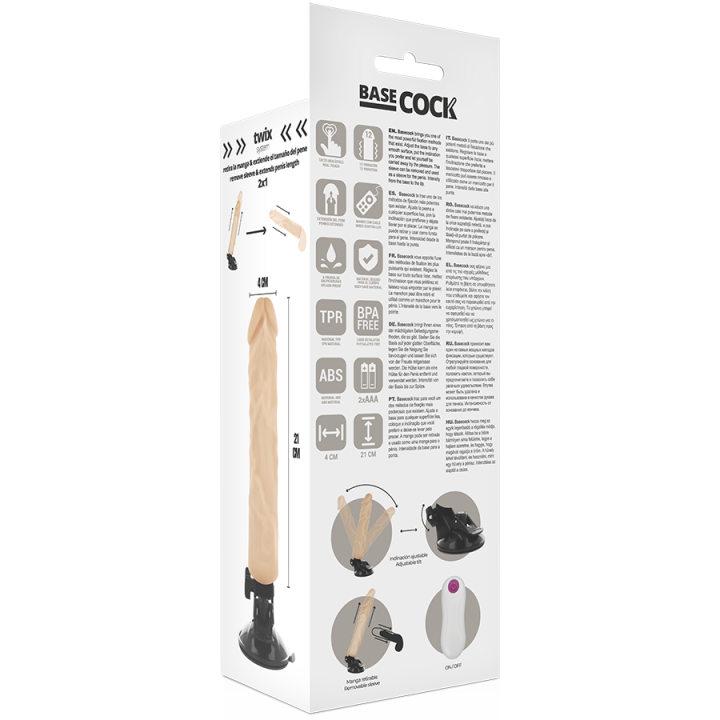Basecock - Realistic Vibrator Remote Control Flesh 21 cm -o- 4 cm