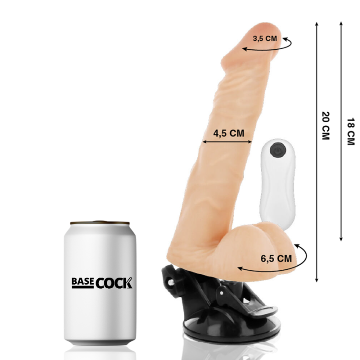 Basecock - Vibrateur Articulable Télécommande Naturel 20 cm -o- 4.5 cm