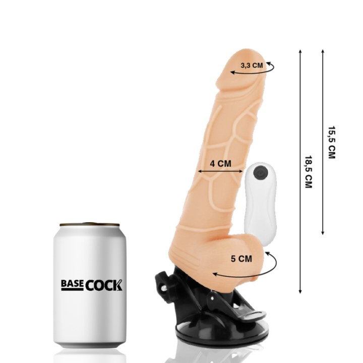 Basecock - Realistic Vibrator Remote Control Flesh 18.5 cm -o- 4cm