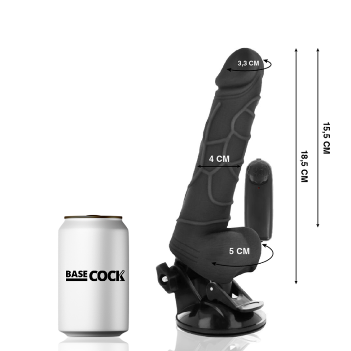 Basecock - Vibrateur Réaliste Télécommande Noir 18.5 cm -o- 4cm