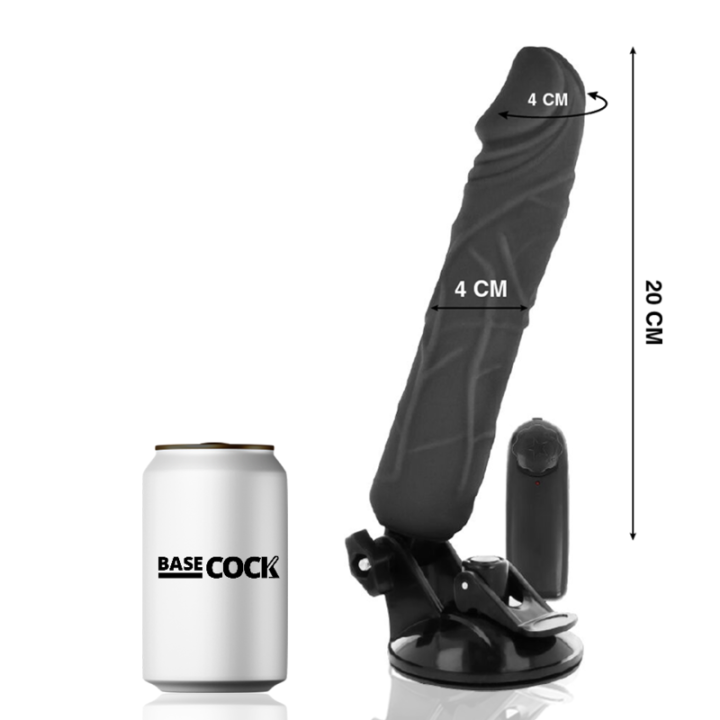 Basecock - Realistyczny Pilot Wibratorowy Pilot Czarny 20 cm -o- 4 cm