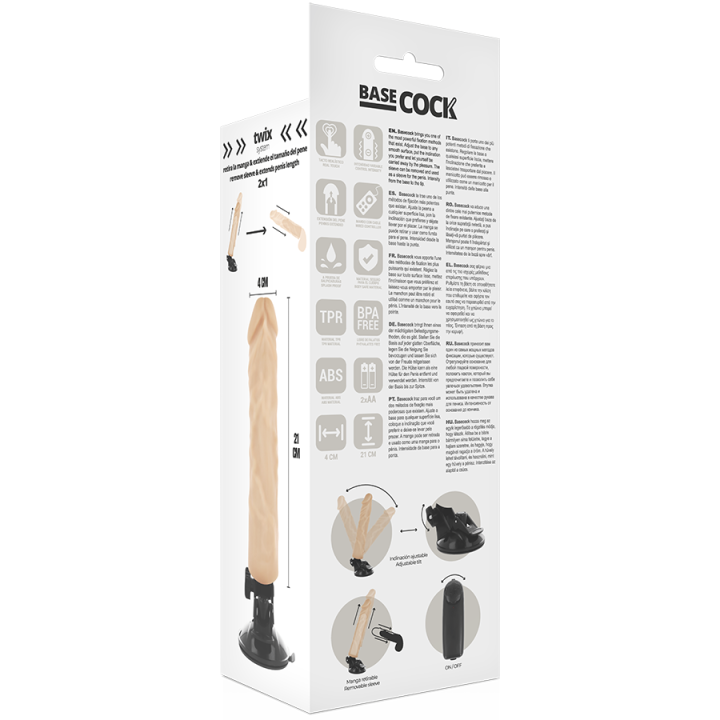 Basecock - Realistic Vibrator Remote Control Flesh 21 cm -o- 4 cm