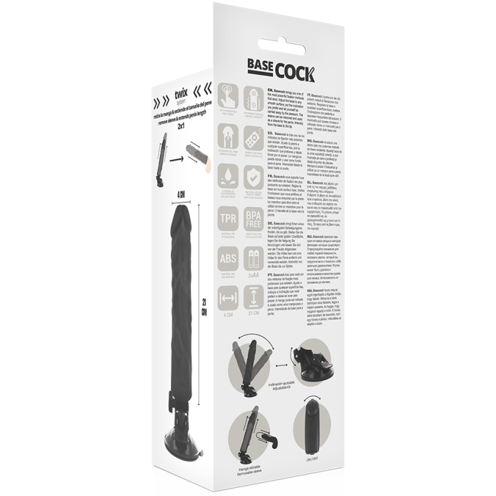 Basecock - Vibratore Realistico Telecomando Nero 21 cm -o- 4 cm