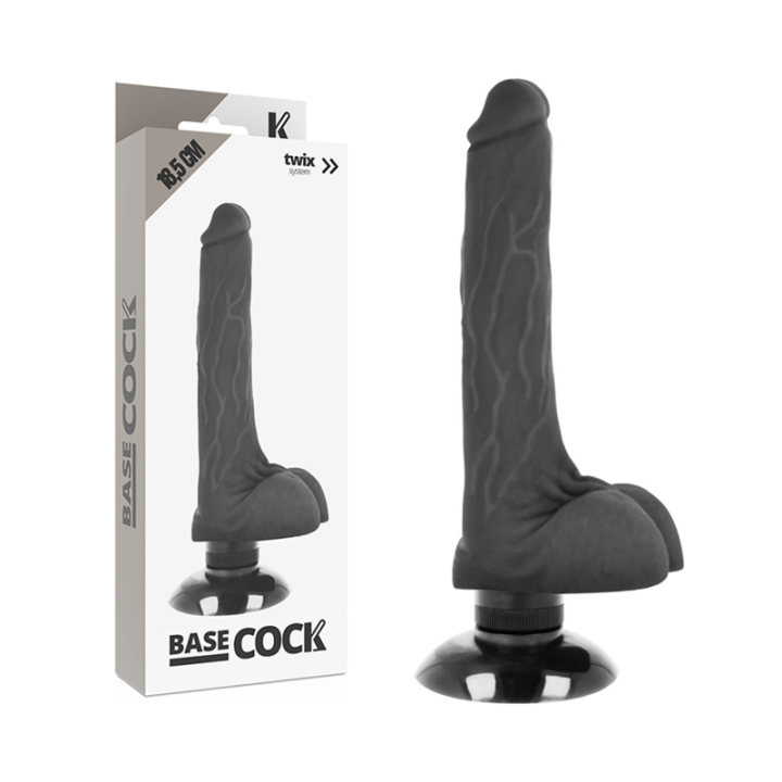Basecock - Realistischer Vibrator 2-1 Schwarz 18.5 cm -o- 4 cm