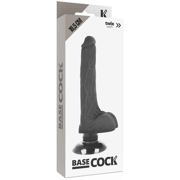 Basecock - Realistic Vibrator 2-1 Black 18.5 cm -o- 4 cm