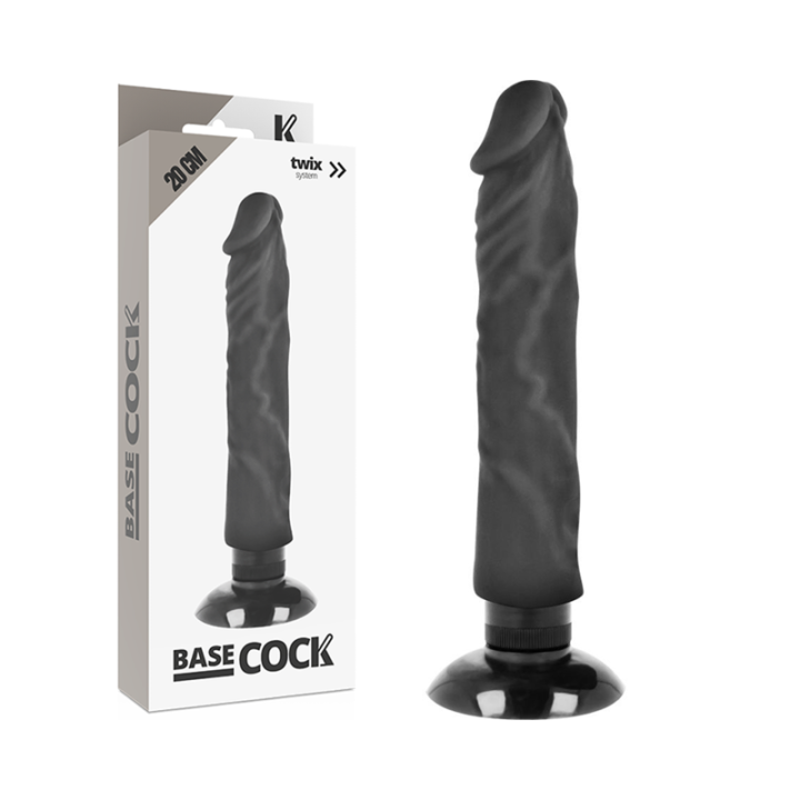 Basecock - Vibratore Realistico 2-1 Nero 20 cm -o- 4 cm