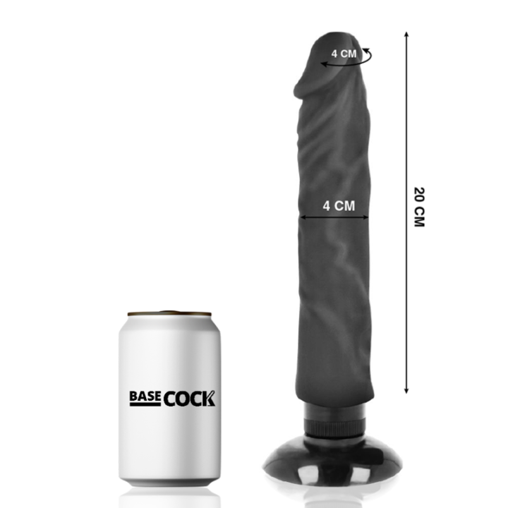 Basecock - Realistischer Vibrator 2-1 Schwarz 20 cm -o- 4 cm