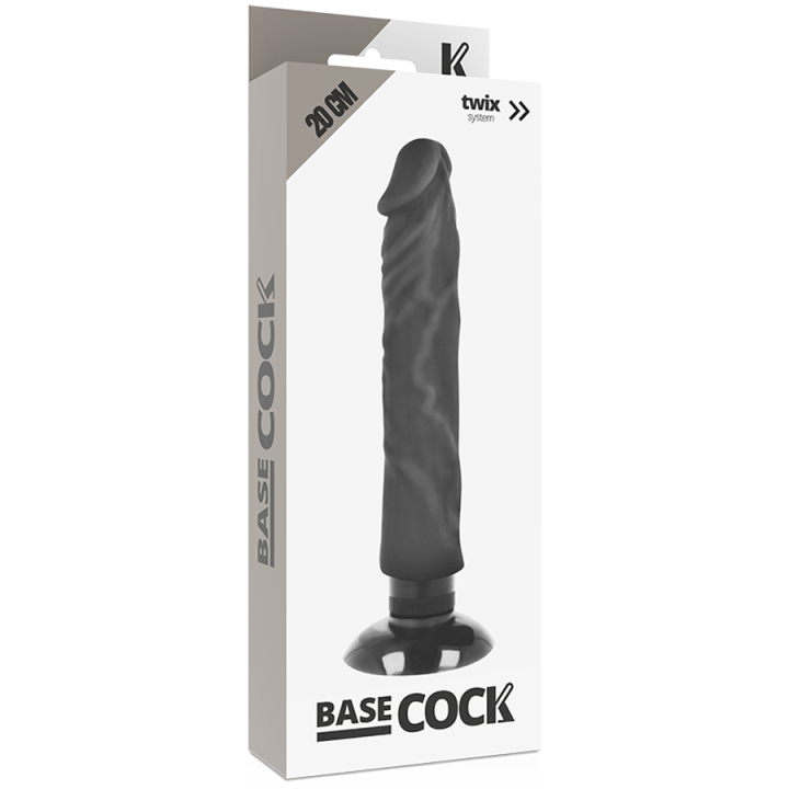 Basecock - Realistischer Vibrator 2-1 Schwarz 20 cm -o- 4 cm