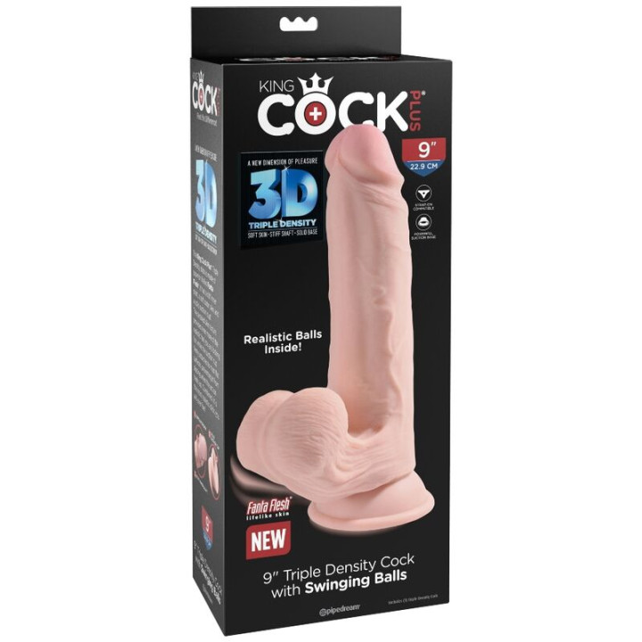 King Cock - Plus 3d Dildo Kochajace Kulki 20,3 cm