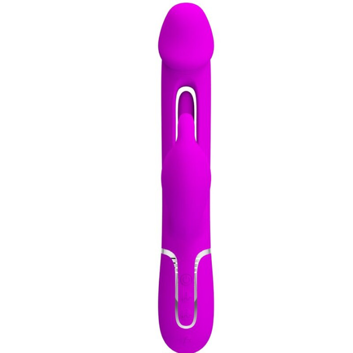 Pretty Love - Kampas Rabbit 3 in 1 Multifunction Vibrator With Tongue Fuchsia