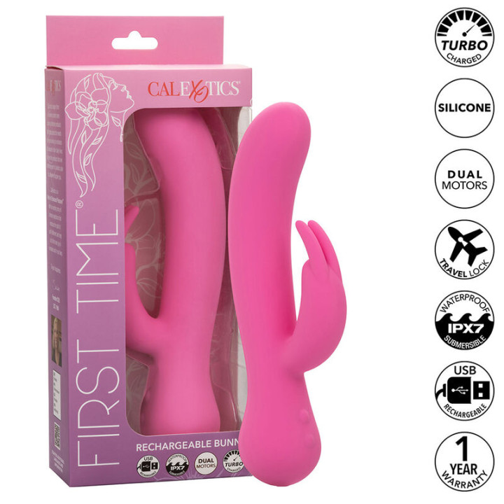 Calexotics - First Time Vibrador Rabbit Recargable Rosa