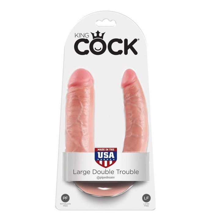 King Cock - u-Shaped Large Double Trouble Flesh 17.8 cm