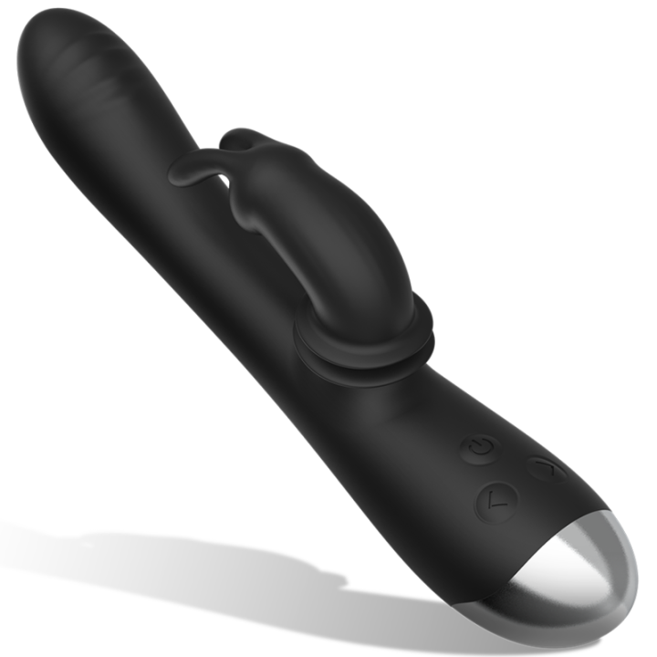 Black&Silver - dj. Stimulateur de Lapin Rechargeable en Silicone Adam Noir