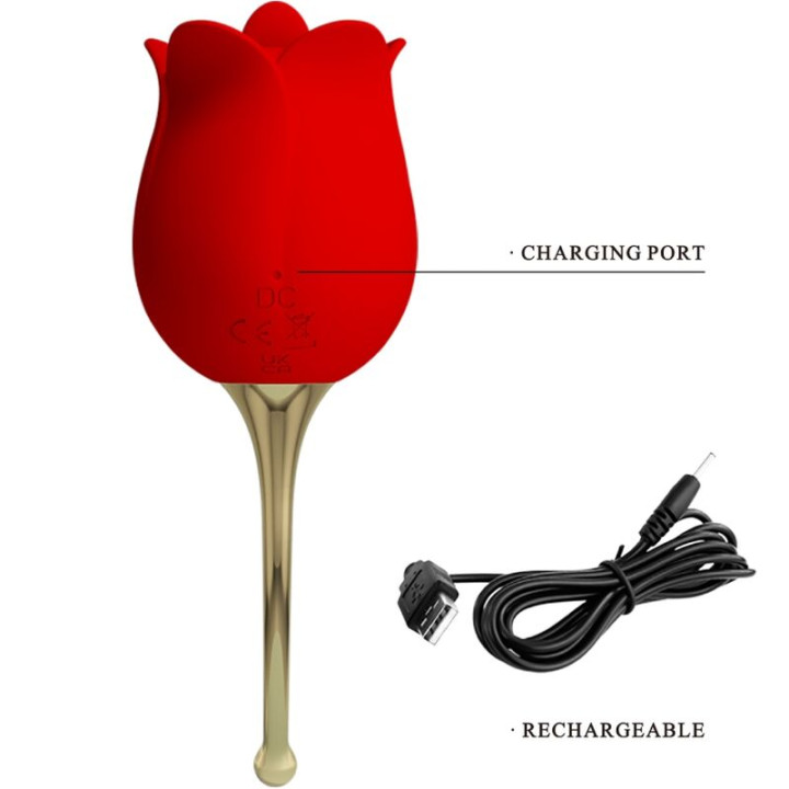Pretty Love - Rose Lover Stimulateur de Clitoris Rose 12 Vibrations Rouge