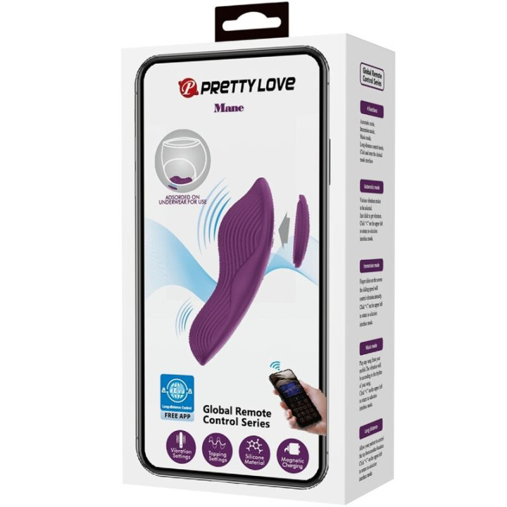 Pretty Love - Mane Lay on Masseur de Clitoris 10 Vibrations Télécommande Violet