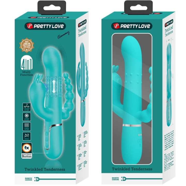 Pretty Love - Cammy 4 in 1 Multifunction Tripple Rabbit Vibrator Blue