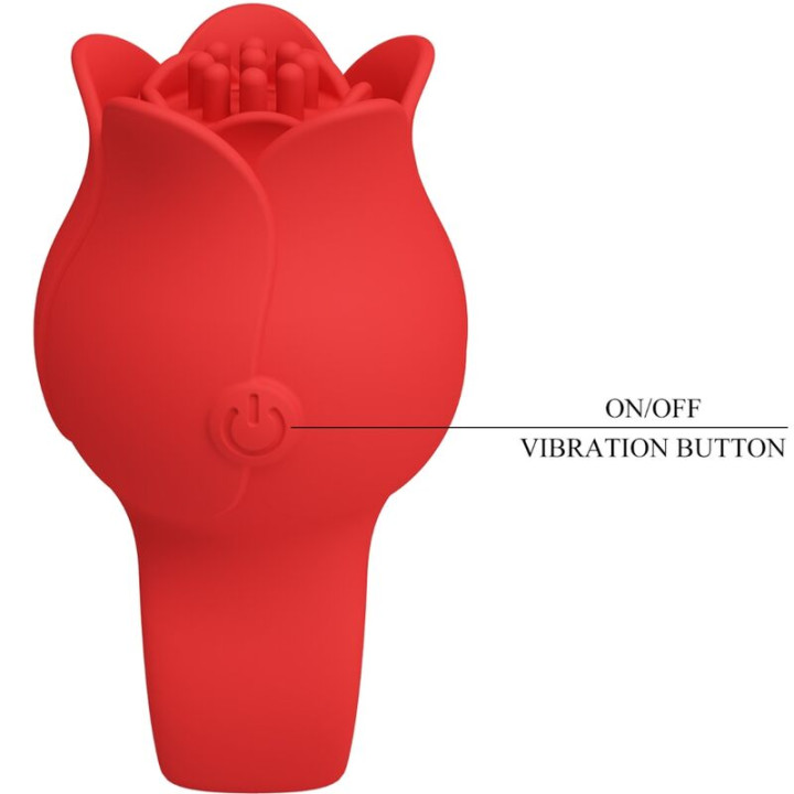 Pretty Love - Vibratore a Dita a Forma di Rosa Jae 10 Vibrazioni Rosso