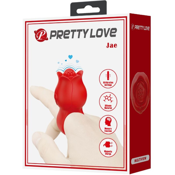 Pretty Love - Jae Rose Förmiger Fingervibrator 10 Vibrationen Rot