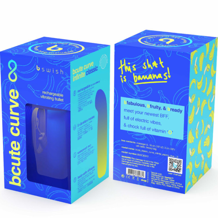 B Swish - Bcute Curve Infinite Classic Limited Edition Niebieski Silikonowy Wibrator Ladowany