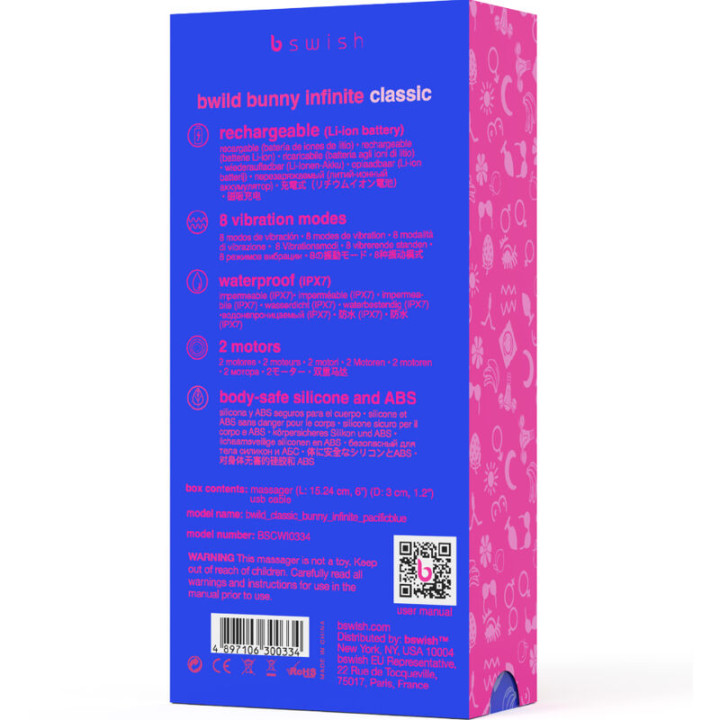 B Swish - Bwild Bunny Infinite Klasyczny Wibrator Ladowany Niebieski Silikon