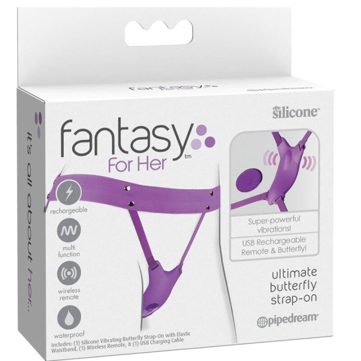 Fantasy For Her - Pettorina Con Farfalla Vibrante, Ricaricabile e Telecomando Viola
