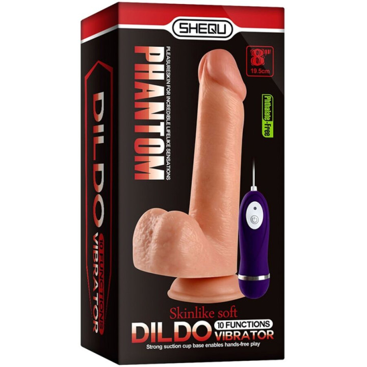 Shequ - Phantom Vibrating Dildo With Remote Control 20 cm