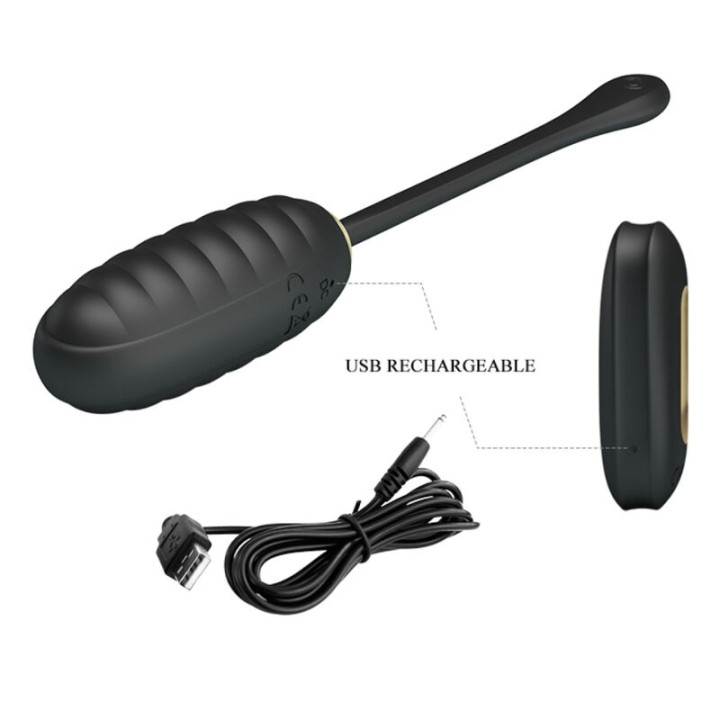 Pretty Love - Doreen Oeuf Vibrant Rechargeable de Luxe Noir Télécommande