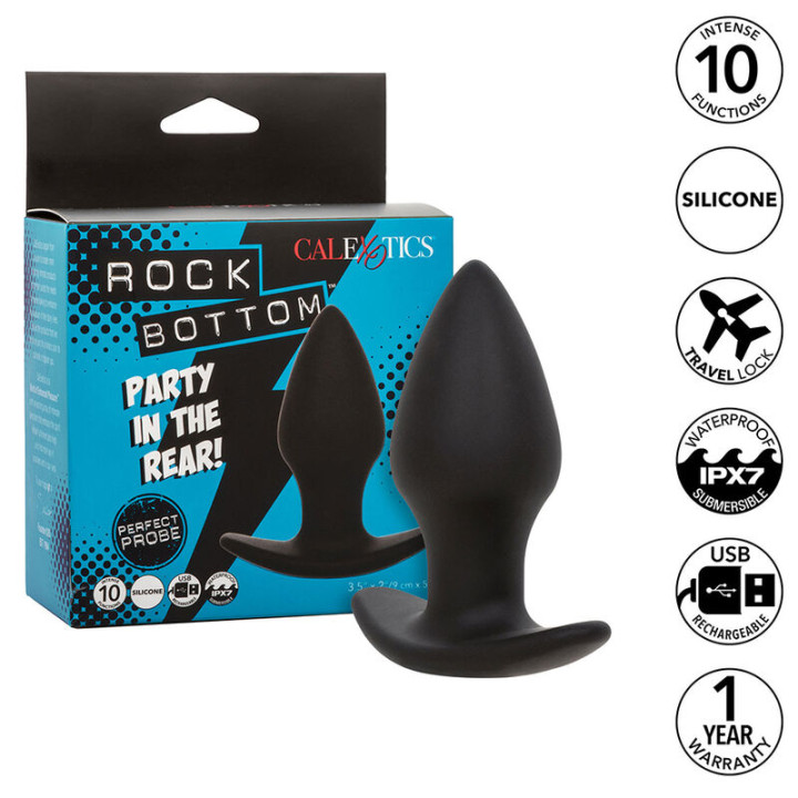 Calexotics - Rock Bottom Perfect Anal Plug 10 Vibrazioni Silicone Nero