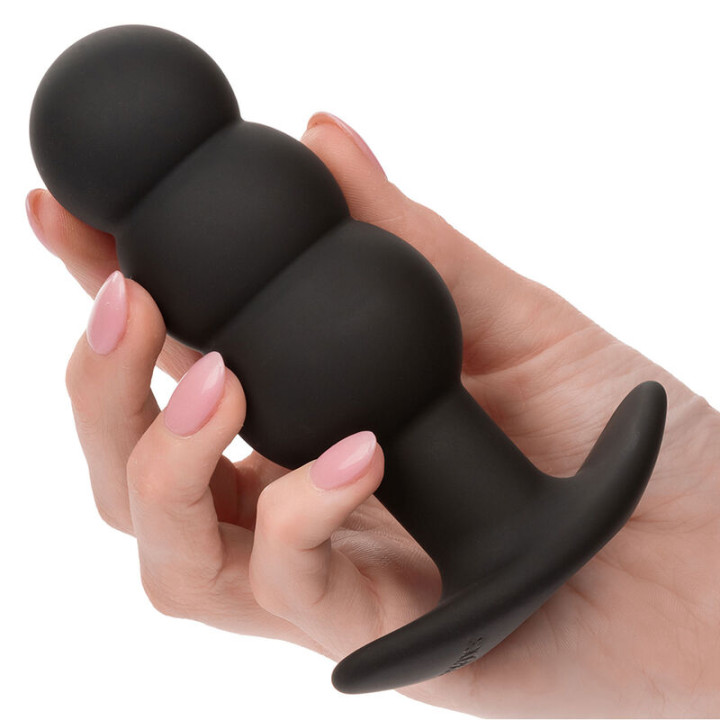 Calexotics - Rock Bottom Plug Anal Con Cuentas 10 Vibraciones Silicona Negro