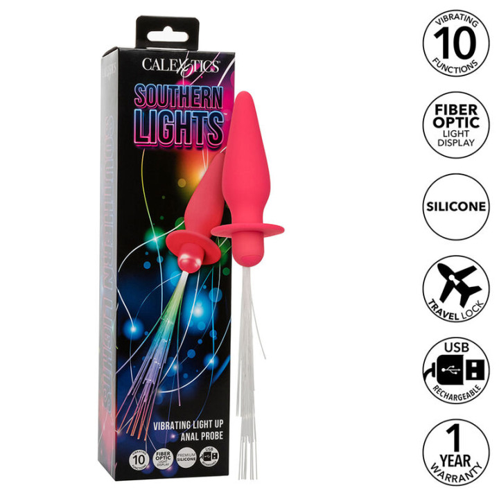 Calexotics - Southern Lights Light up Anal Plug 10 Vibrações Silicone Rosa