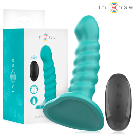 Intense - Buffy Vibrator Size s Spiral Design 10 Vibrations Blue Remote Control