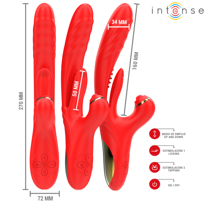 Intense - Vibratore Multifunzione Rosalia 3 in 1 Rosso
