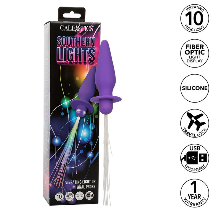 Calexotics - Southern Lights Light up Anal Plug 10 Vibrações Silicone Roxo
