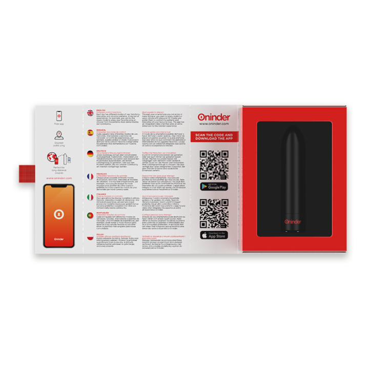 Oninder - Berlin Bullet Vibrator Black 9 Modes 8.5 x 2 cm - Free App