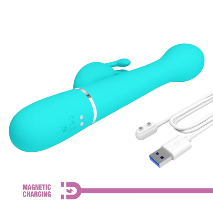 Pretty Love - Vibrateur Dejon Rabbit 3 en 1 Multifonction Vert Aqua