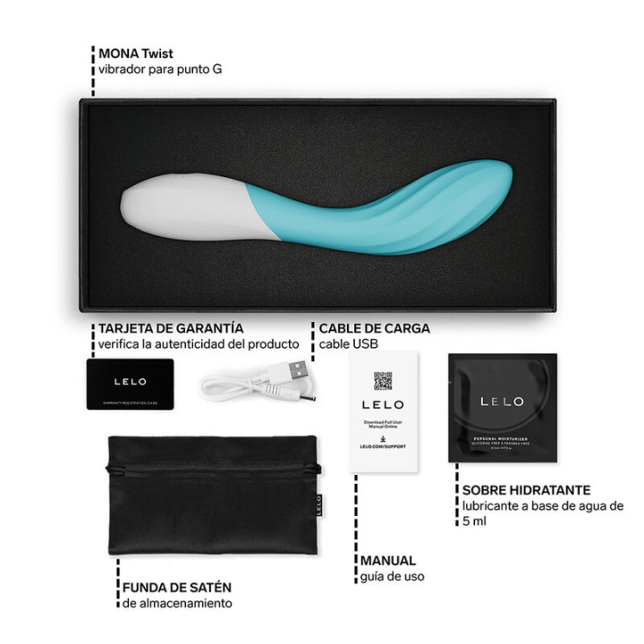 Lelo - Mona Twist Vibrador Para Punto g Recargable App Control Lavanda Turquesa