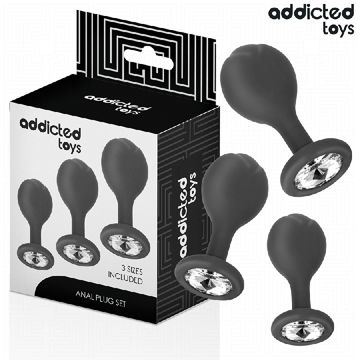 Addicted Toys - Set de 3 Plug Silicona Anal Con Joya