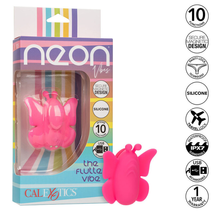 Calexotics - Neon Vibes The Flutter Vibe Estimulador 10 Vibraciones Rosa