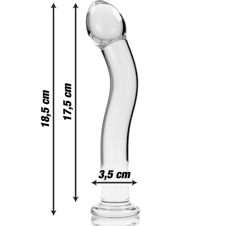 Nebula Series by Ibiza - Modelo 18 Dildo Cristal Transparente 18.5 cm -o- 3.5 cm