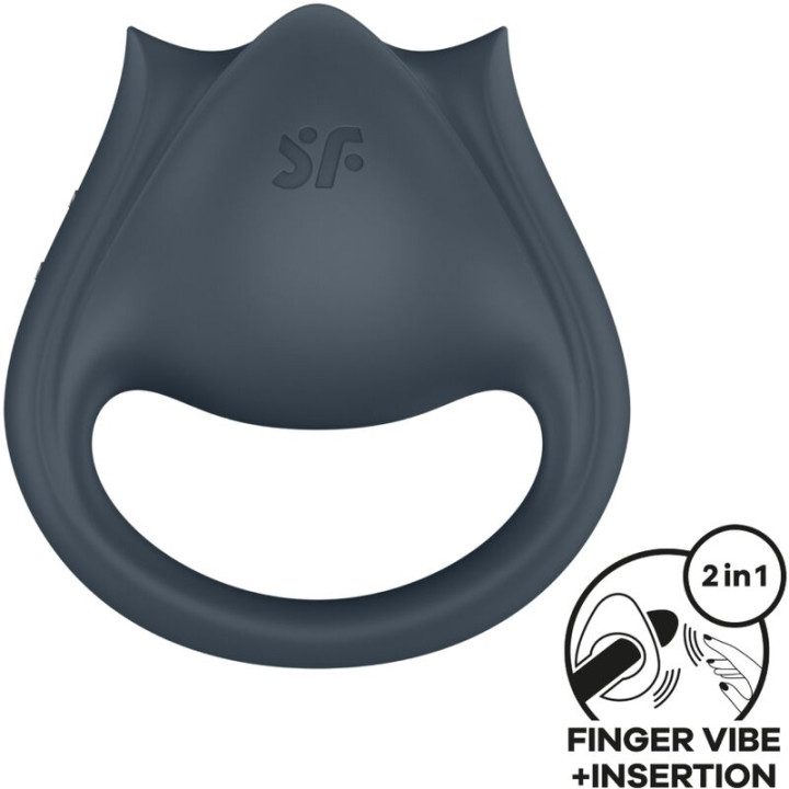 Satisfyer - Perfect Pair 2 Multivibrator 2 in 1 Penis Ring And Finger Stimulator Grey
