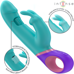 Intense - Monica Rabbit Vibrador Com Estimulador g-Spot Rotativo Azul