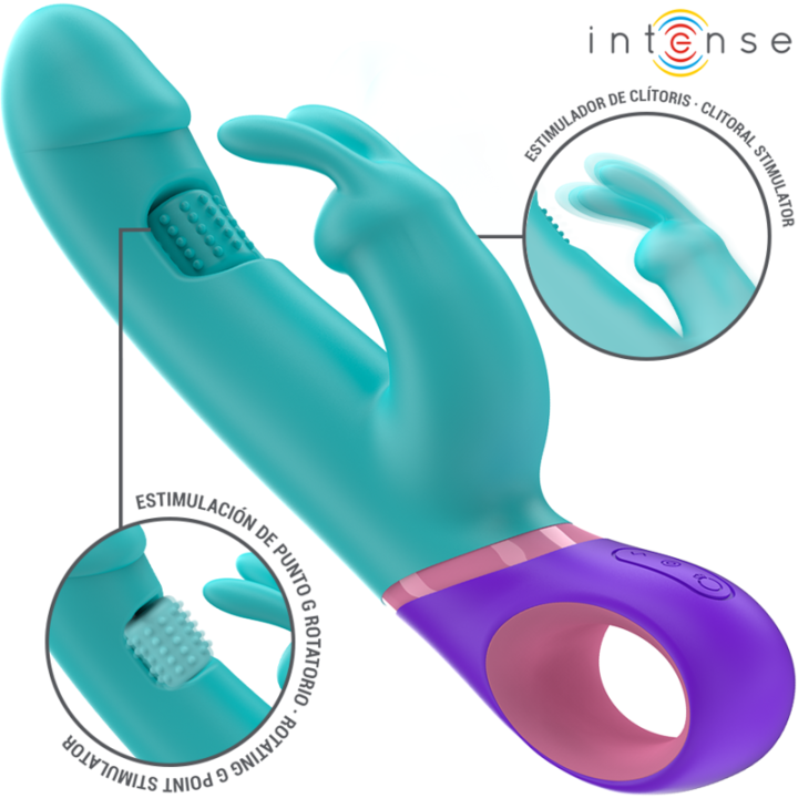 Intense - Monica Wibrator Rabbit z Obrotowym Stymulatorem Punktu g Niebieski