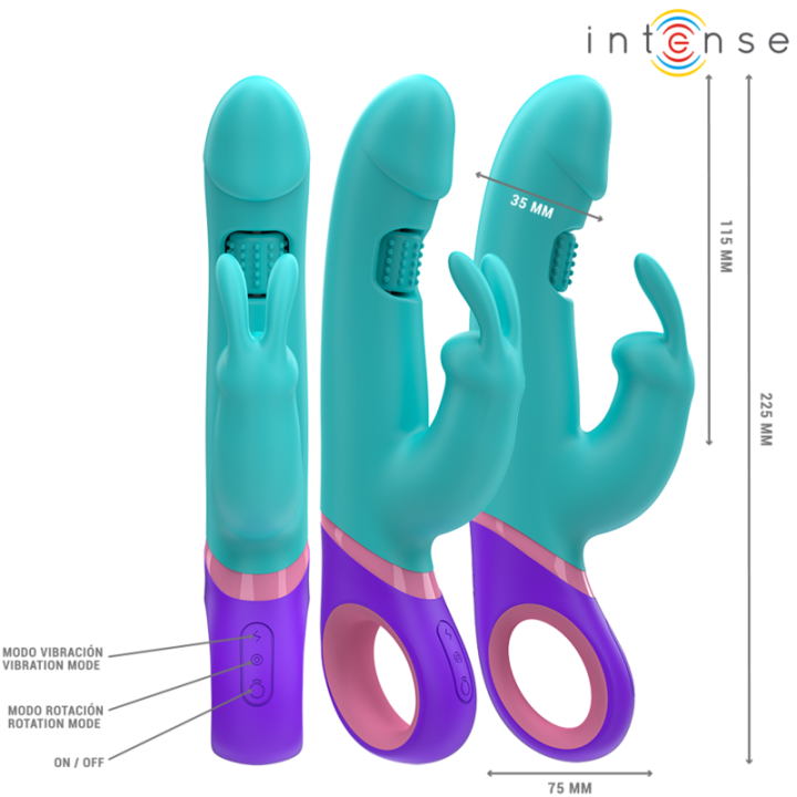 Intense - Monica Vibrateur Rabbit Avec Stimulateur de Point g Rotatif Bleu