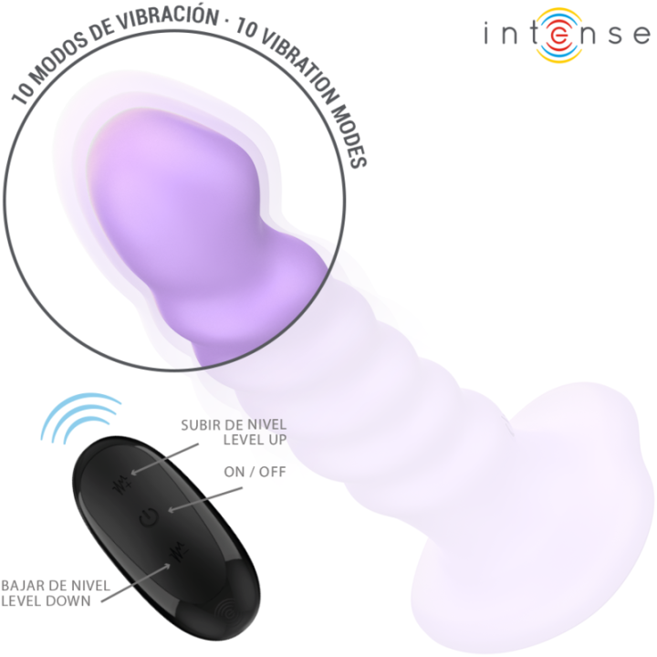 Intense - Brenda Vibrator Size m Spiral Design 10 Vibrations Purple Remote Control
